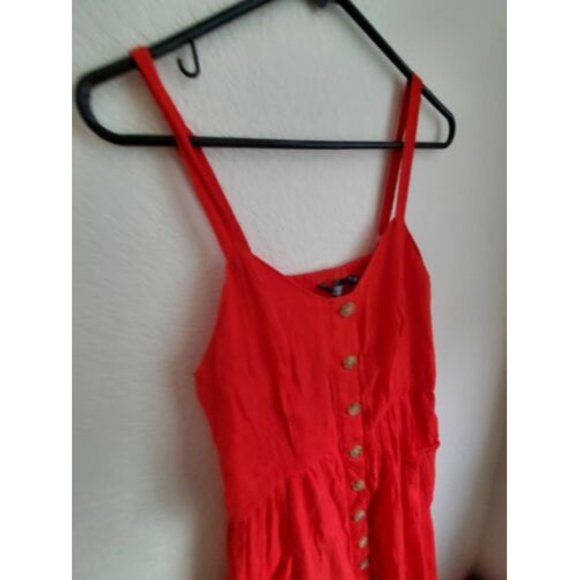 Mlle Gabrielle Dress Red Sundress Button Down Boho Flowy Size XL - Picture 4 of 10